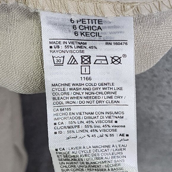 Womens Beige Old Navy Petite Linen Blend Paperbag Waist Cropped Pants Size 6P - Picture 4 of 10